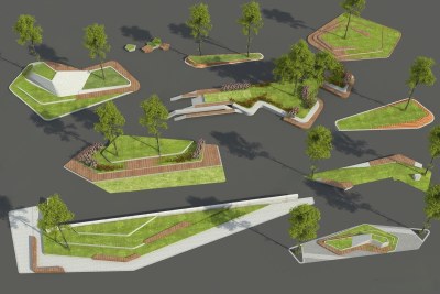 现代景观座椅3D模型下载